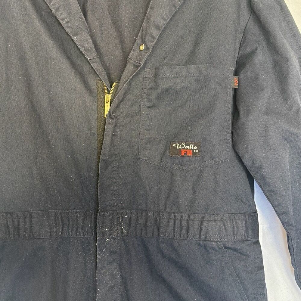 Walls FR Mens Coveralls Workwear Large Fire Resistant Jumpsuit Overall Navy Blue - Picture 3 of 9